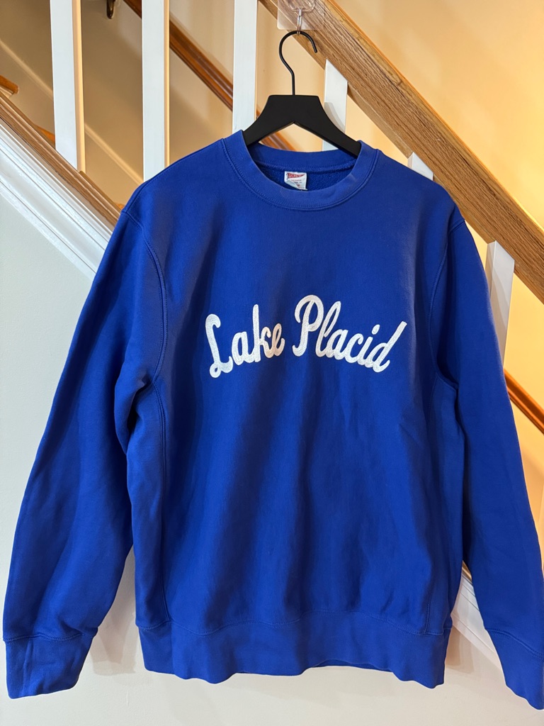 J. Crew Lake Placid Crewneck Sweatshirt - Blue With White Script